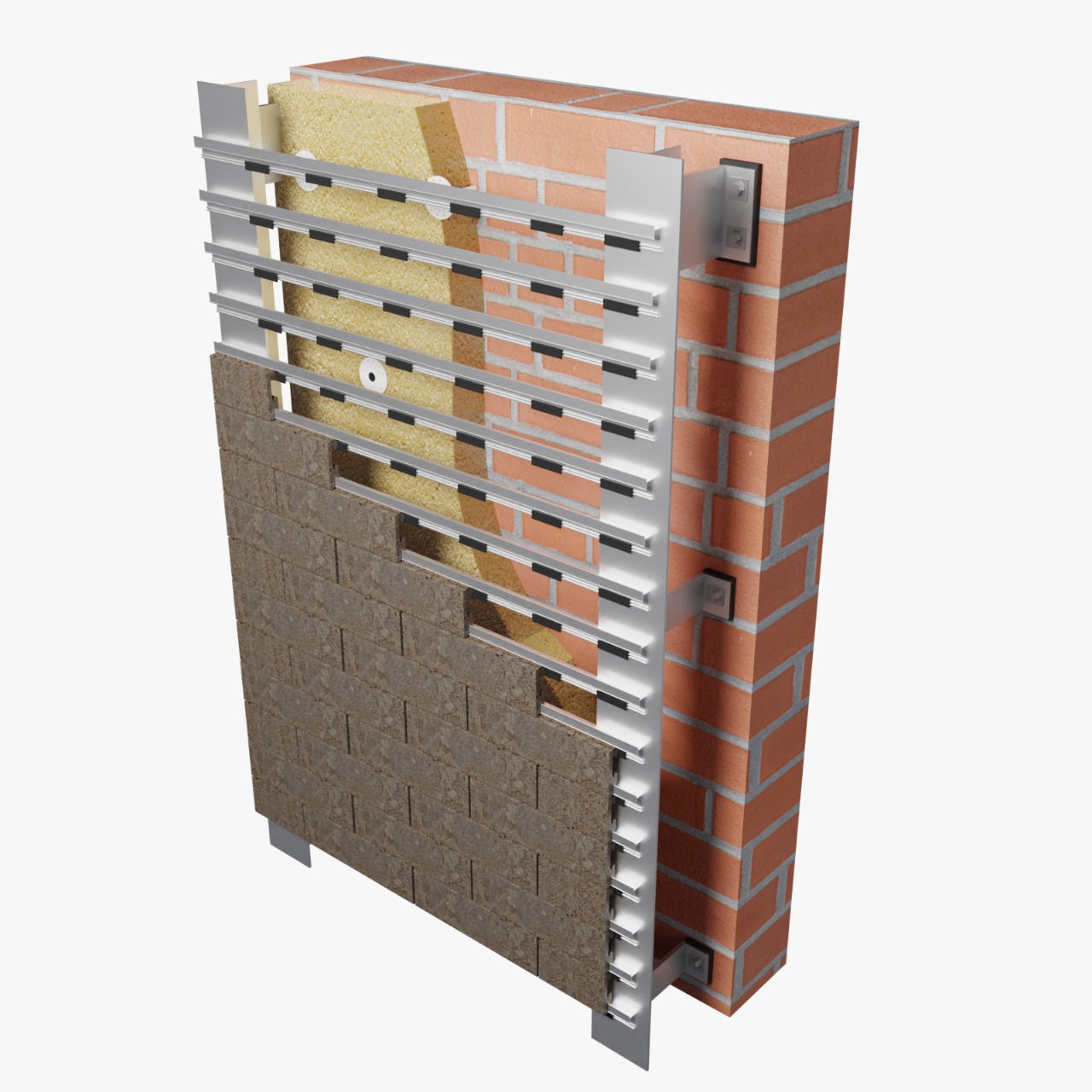 Фасадные системы  и подсистемы - КТС-1А для клинкерной и бетонной плитки