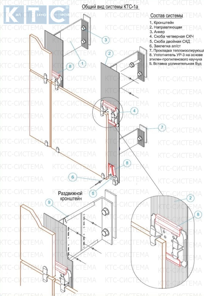 Фасадные системы  и подсистемы - КТС-1А лайт