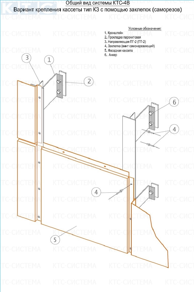Фасадные системы  и подсистемы - КТС-4В "Стандарт" - для композитных панелей